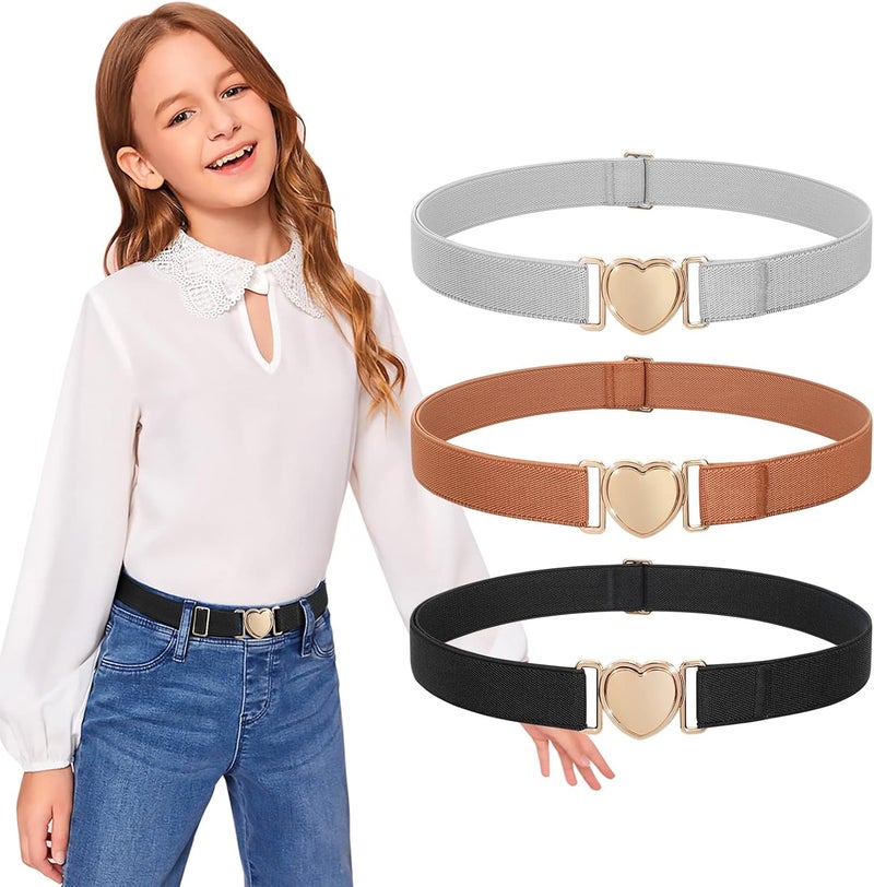 Jas. Good Elastic Belts for Toddler Kids Adjustable Boys Girls Teens Stretch Belts with Heart Buckle for Back to School - Image 1